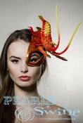 Image of "Outré" Orange Crystal Lobster Glitter Half Mask Celeb Fascinator Outlandish Milliner UK