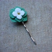 Image of small beaded flower bobby pin // cool colors
