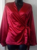 Image of Ashley Stewart Red Bell Sleeve Wrap Top 18/20