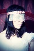 Image of Baby pink embroidered Lace masquerade blindfold with Crystals 