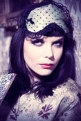 Image of Boudoir green sleepmask "Bettine" satin and spotted tulle