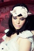 Image of 'Paris Paris' Couture sleep mask in pink silk with Eiffel Tower