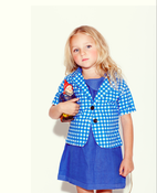 Image of NEW: Short sleeve sapphire gingham blazer