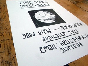 Image of A3 Black 'TimeShare' digital print.