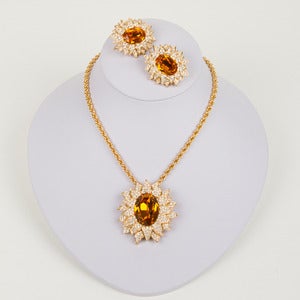 Image of Christian Dior Sunflower Necklace/Brooch and Matching Earrings