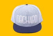 Image of Orchard Snapback Hat - Sherman Text - Blue Linen
