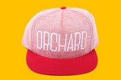 Image of Orchard Snapback Hat - Sherman Text - Red Linen