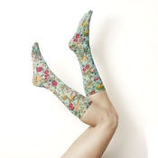 Image of Floral Printed Socks in Seafoam