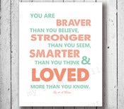 Image of CUSTOM:You are Stronger than you A A Milne Childrens Babies Quote Poster Print