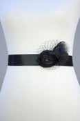 Image of Black Flower & Peacock Bridal Sash