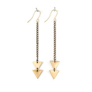 Image of Brass Arrow Triangle Earrings