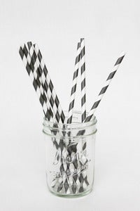 Image of Gray Striped Paper Straws