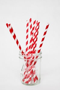 Image of Red and White Striped Paper Straws
