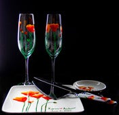 Image of California Poppy Wedding Toast and Cake Serving 6-Piece Personalized Collection