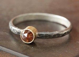 Image of One of a Kind Red Rose Cut Diamond Stacking Ring- as seen in Wedding Nouveau Magazine