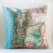 Image of Vintage WASHINGTON-OREGON Map Pillow, Made to Order 18" x18" Cover