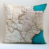 Image of Vintage TEXAS Map Pillow, Made to Order 18" x18" Cover