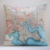 Image of Vintage BALTIMORE, MD Map Pillow, Made to Order 18" x18" Cover