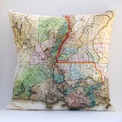 Image of Vintage LOUISIANA Map Pillow, Made to Order 18" x18" Cover
