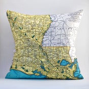 Image of Vintage LOUISIANA #2 Map Pillow, Made to Order 18" x18" Cover