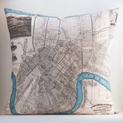 Image of Vintage NEW ORLEANS, LA Map Pillow, Made to Order 18" x18" Cover