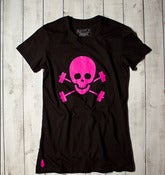 Skull & Barbells Tee - Black/Pink