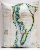 Image of Vintage CHESAPEAKE BAY Map Pillow, Made to Order 16" x20" Cover