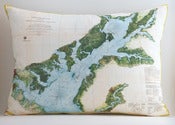 Image of Vintage Upper Chesapeake Bay Map Pillow, Made to Order 15"x20" Cover