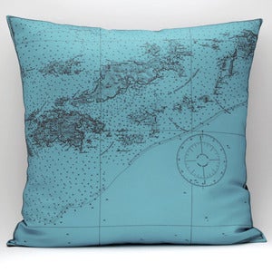 Image of Vintage BRITISH VIRGIN ISLANDS Map Pillow, Made to Order 18" x18" Cover