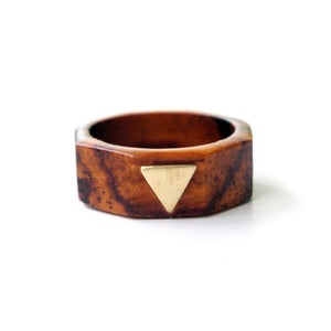 Image of Wood & Brass Triangle Ring