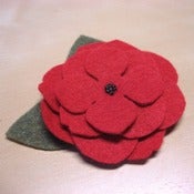 Image of small tea rose // soft red brooch with leaves