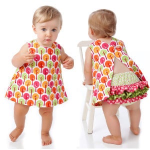 Image of Baby Dress Pattern - Reversible, Open Back - Downloadable Sewing pattern