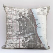 Image of Vintage CHICAGO 15" x 15" Map Pillow Cover 