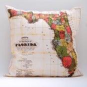 Image of Vintage FLORIDA 18" x 18" Map Pillow Cover