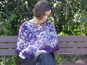 Image of Pretty Well Covered Purple Breastfeeding Coverlet / Maternity Top / Nursing Cover CLEARANCE