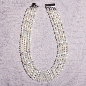 Image of Pearl and Jewel Bib Necklace