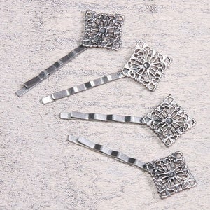 Image of Set of 4 Antiqued-Silver Hair Pins