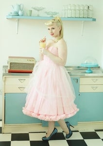 Image of Double Layer Pink Prom Dress
