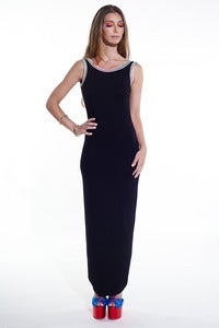 Image of Backless Long Dress w/ multi neon edging