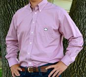 Image of F.A. MacCluer Red Mini Gingham Button Down Collar