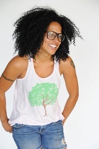 Image of dancing tree - flowy racerback tank top - pink