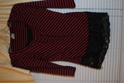 Image of S red and black striped shirt with lace