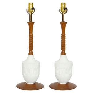 Image of Turned Wood & Pottery Lamps