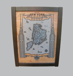 Image of new york city map - framed