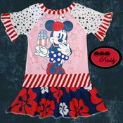 Image of **SOLD OUT** Minnie Mouse Patriotic Popcicle Dress - size 3/4/5T