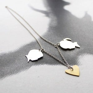 Image of Custom Made Silhouette Charms+Heart Necklace 