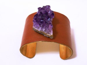Image of Raw Amethyst and Leather Cuff