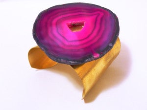 Image of Fuchsia Agate and Brass Cuff