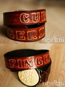 Image of 1 1/2" Sunburst Custom Leather Name Belt, Personalized With Anything