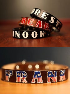 Image of Cutsom Name Leather Medium Dog Collar 11 to 20 inches